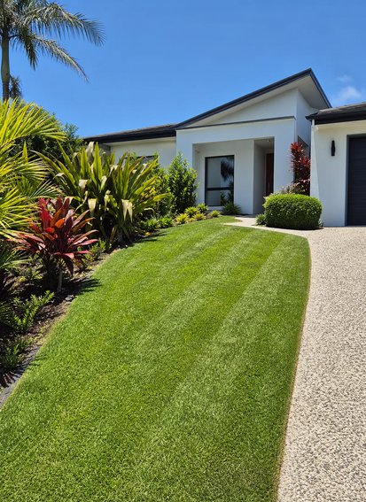 Neatly maintained lawn and garden